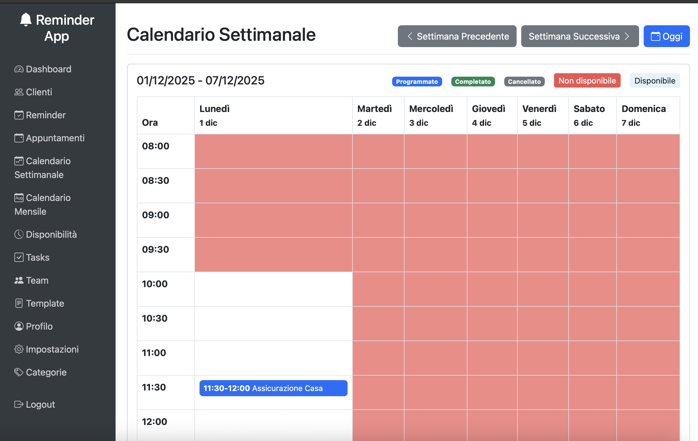 Calendario Appuntamenti